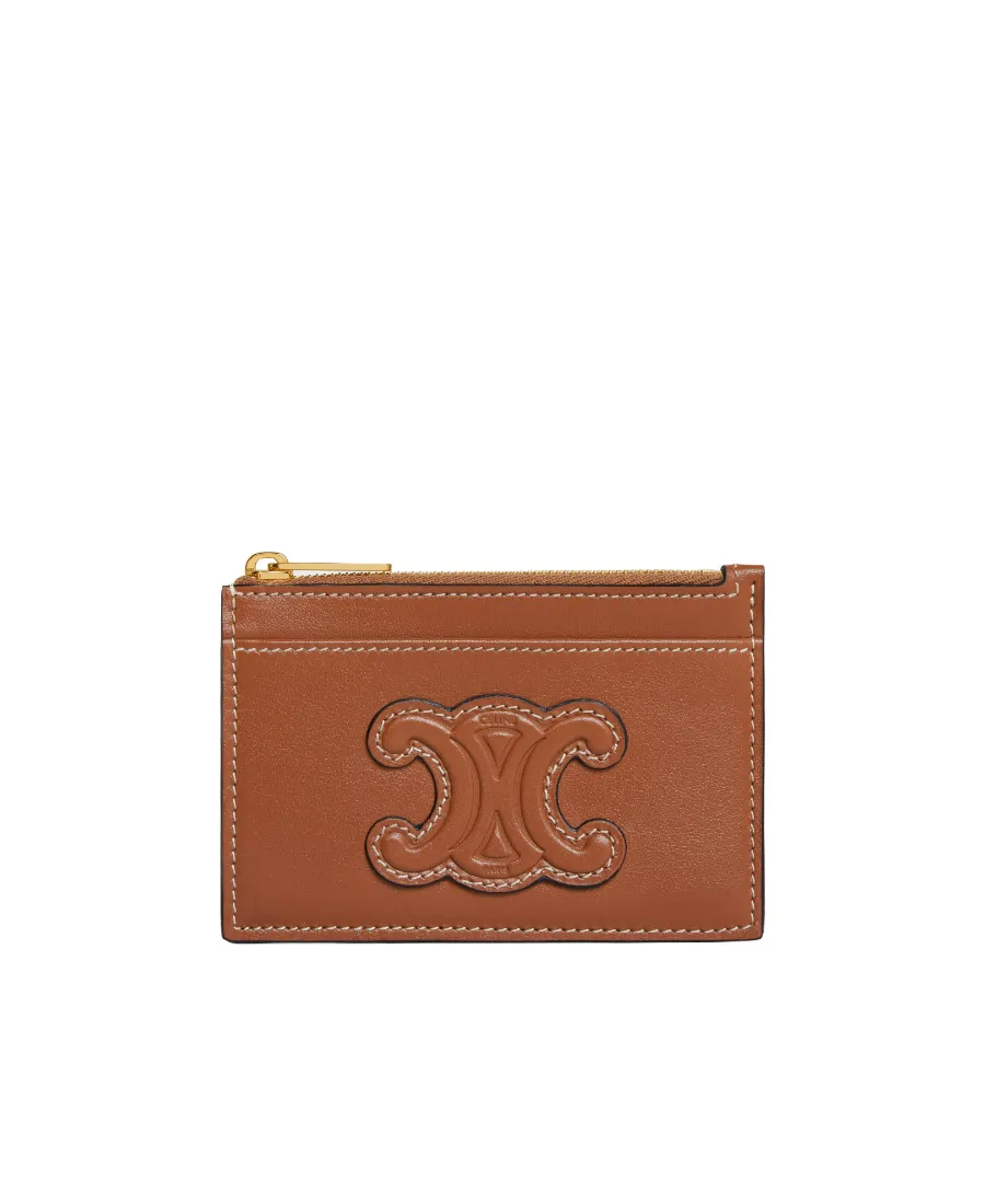 Zipped Card Holder Cuir Triomphe In Smooth Lambskin