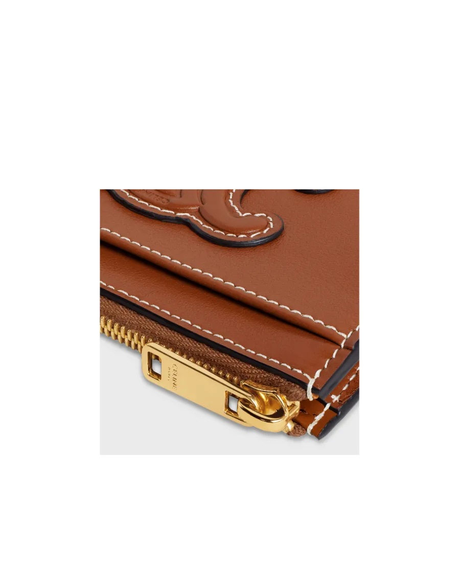 Zipped Card Holder Cuir Triomphe In Smooth Lambskin
