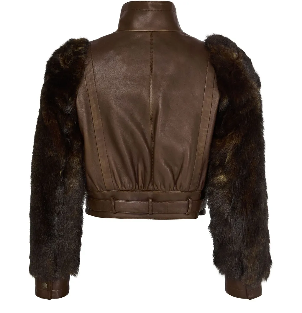 High Collar Long Sleeve Leather Jacket