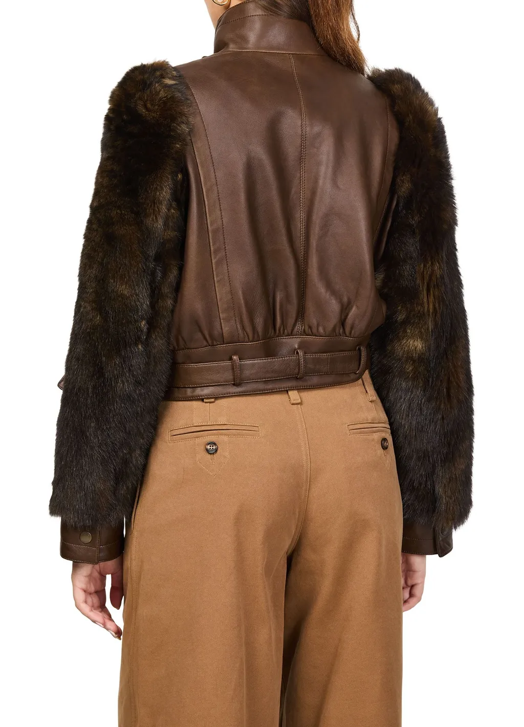 High Collar Long Sleeve Leather Jacket