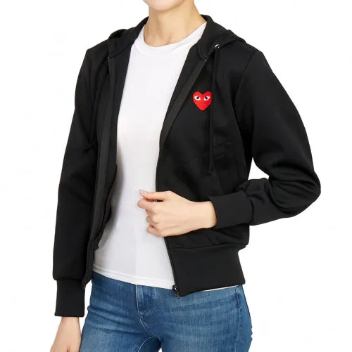 Heart-Patch Zip-Up Hoodie