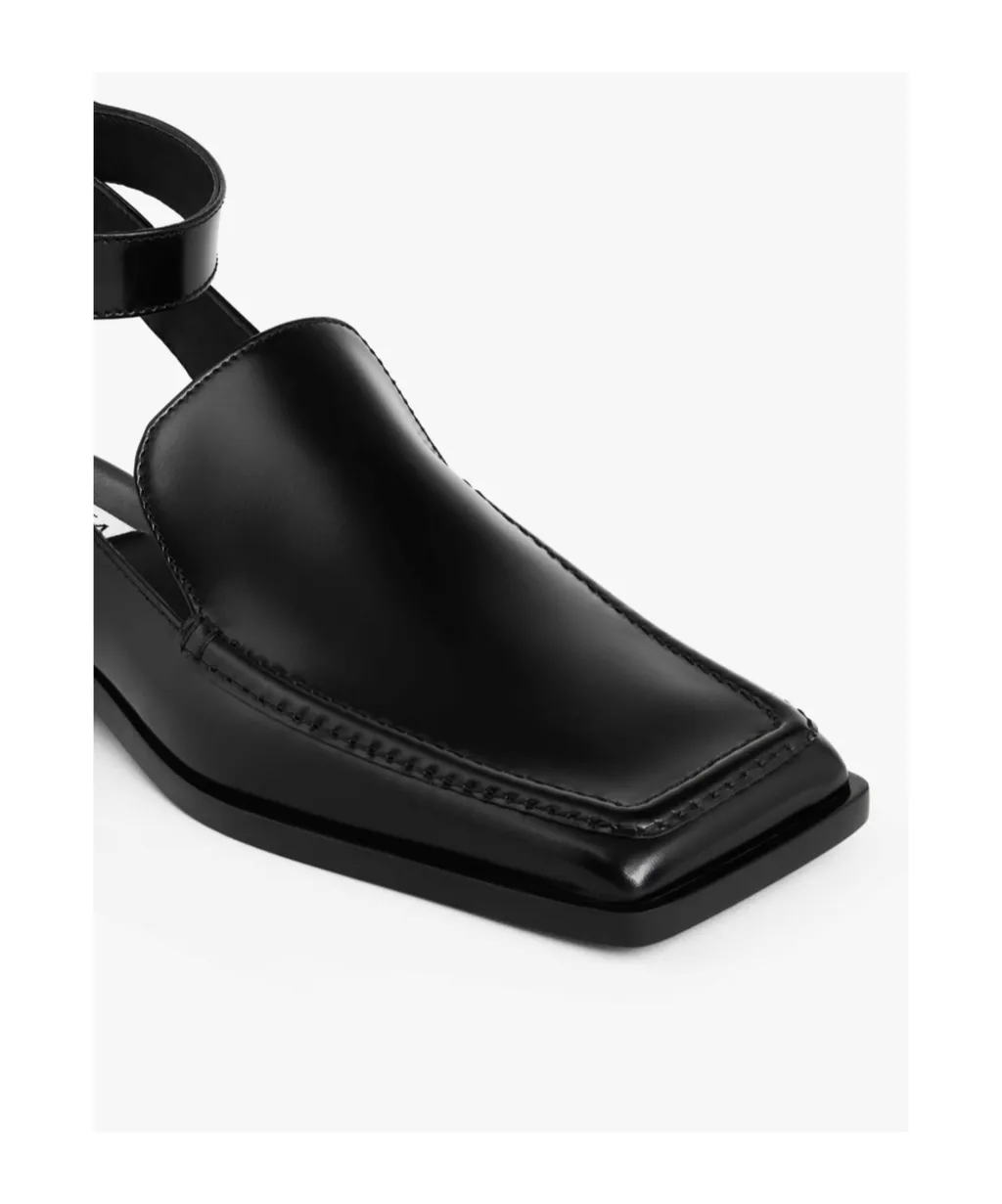 Ankle-Strap Square-Toe Loafers