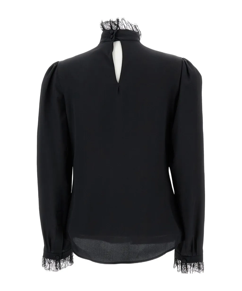 Lace-Trim High-Neck Top