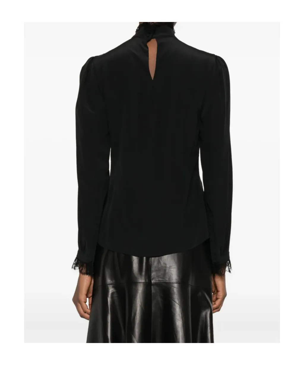 Lace-Trim High-Neck Top