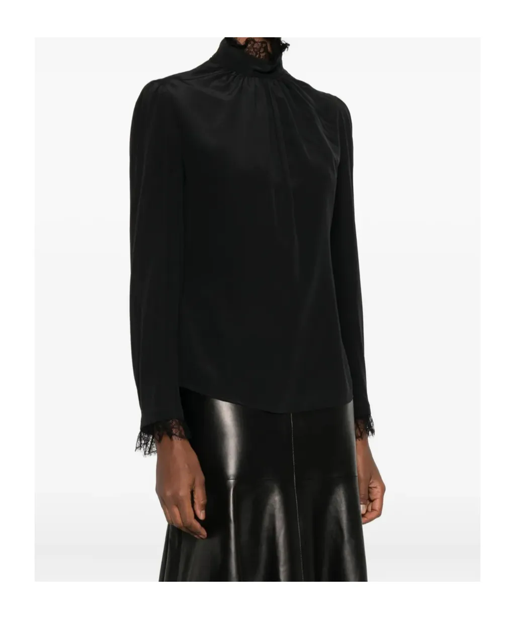 Lace-Trim High-Neck Top