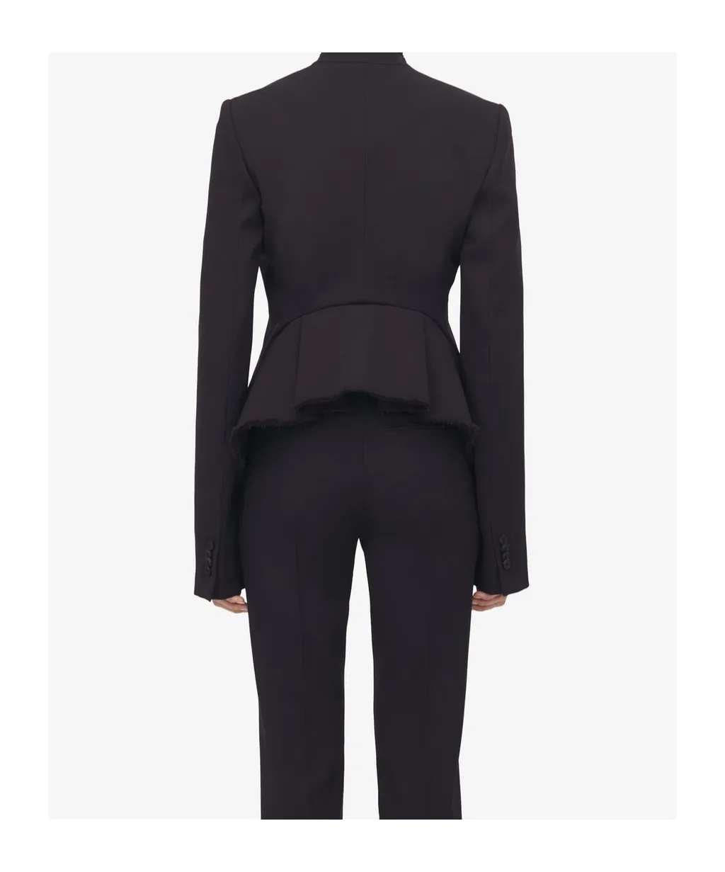 Frayed-Edge Fitted Blazer