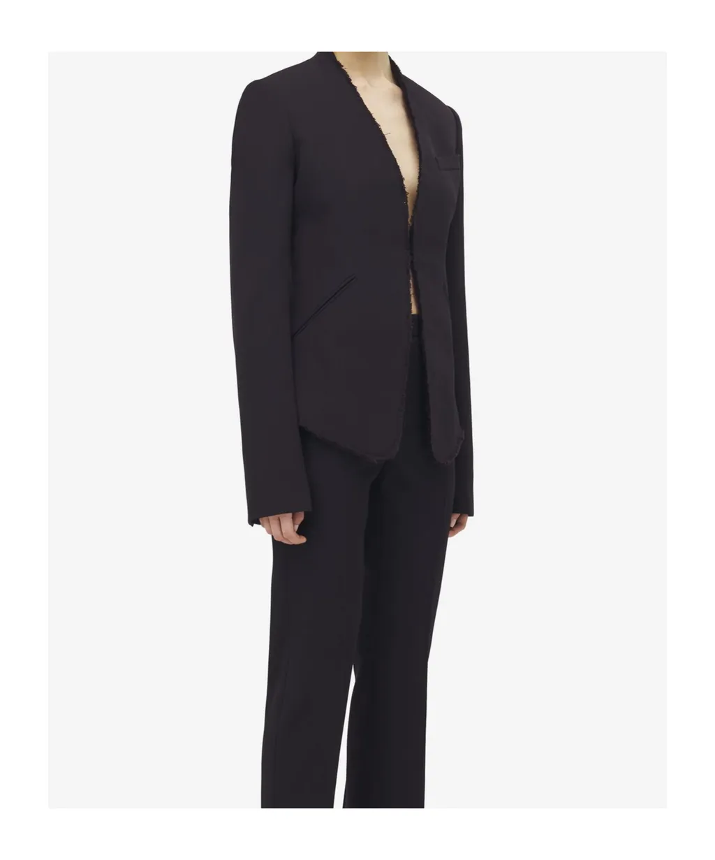 Frayed-Edge Fitted Blazer