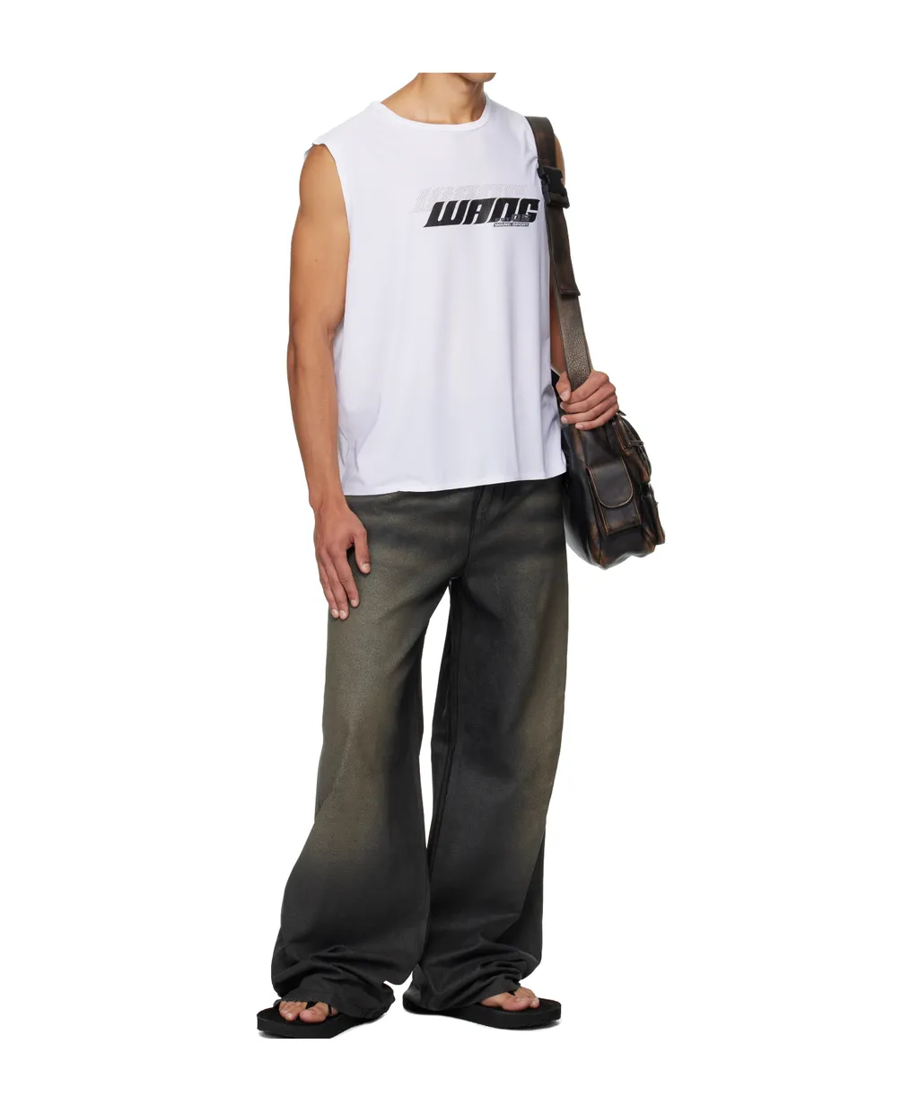 Leather-Textured Loose-Fitting Jeans