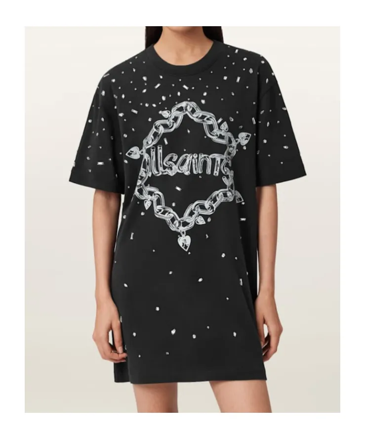 Drip Embellished T-Shirt Dress
