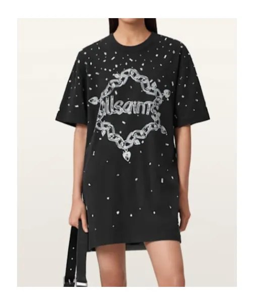 Drip Embellished T-Shirt Dress