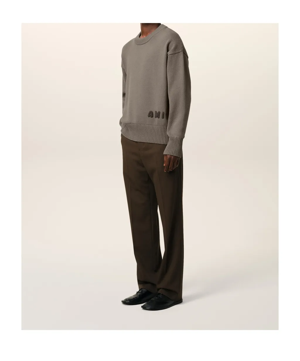 Logo Embroidered Crewneck Knitted Sweater