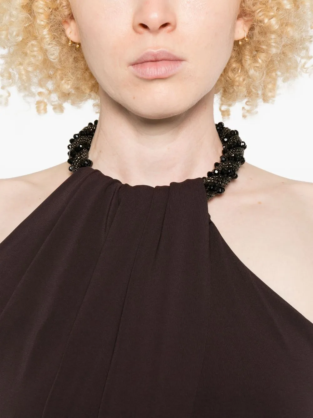 Embellished Halterneck Maxi Dress