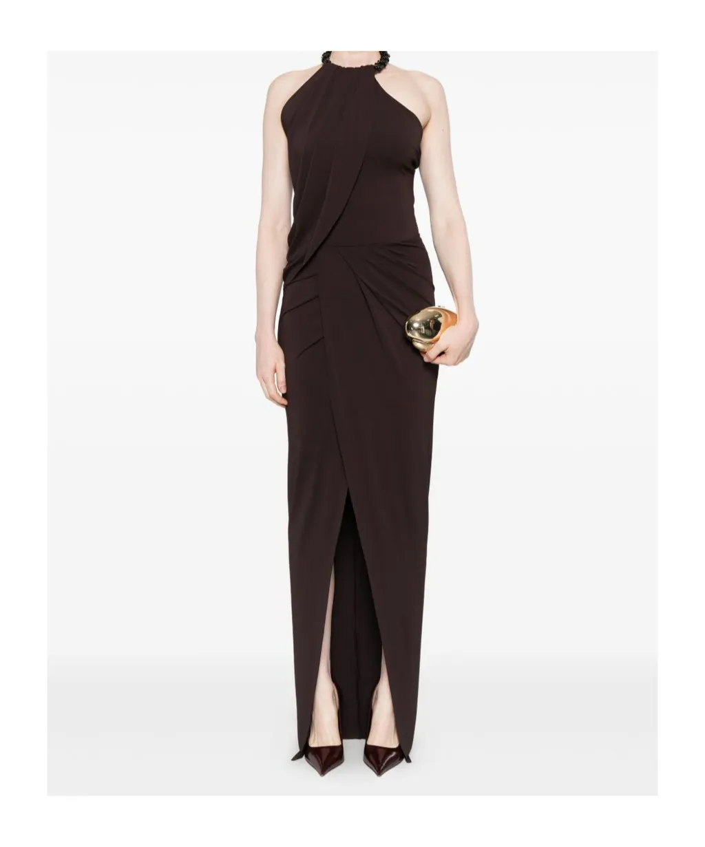 Embellished Halterneck Maxi Dress