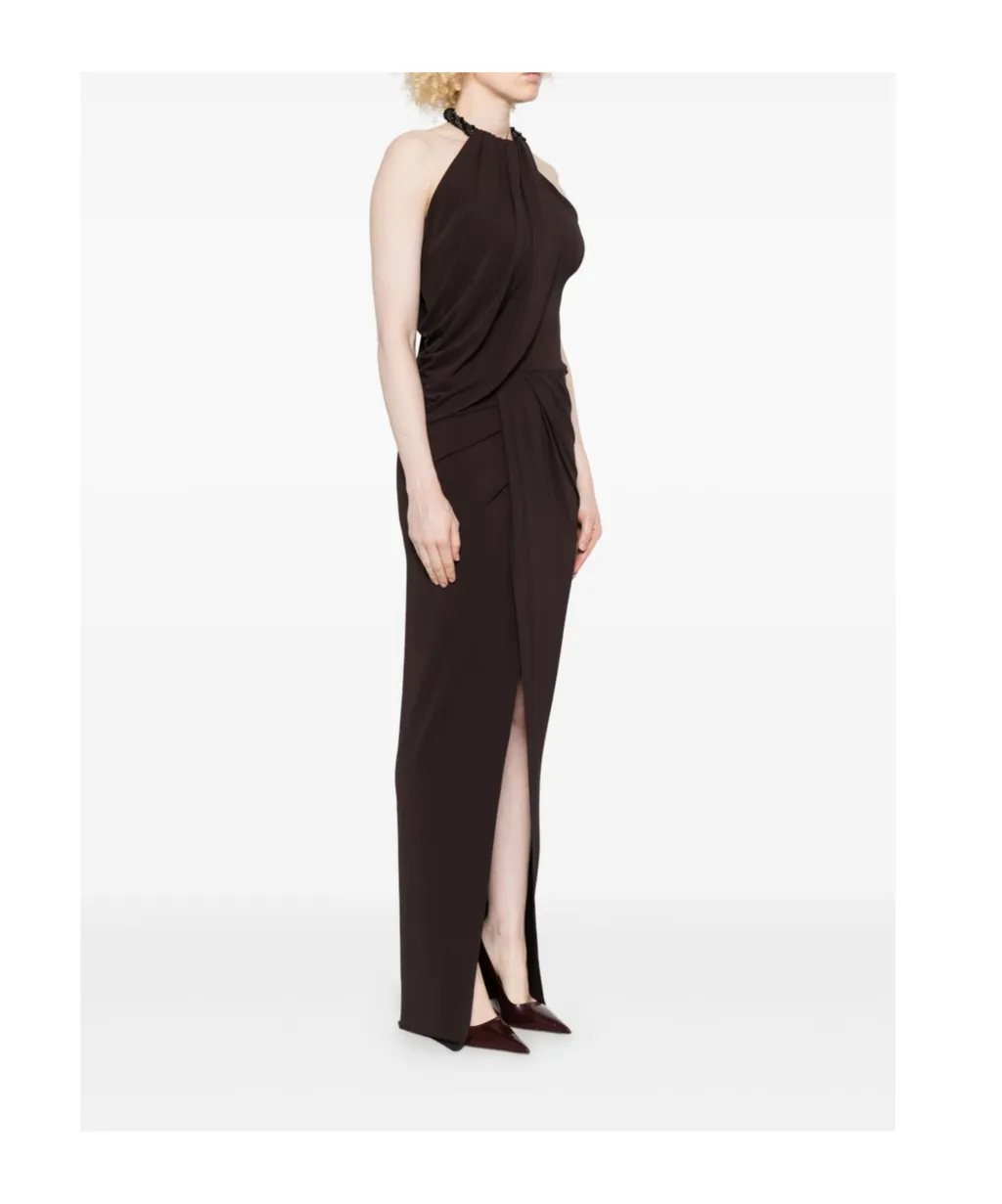 Embellished Halterneck Maxi Dress