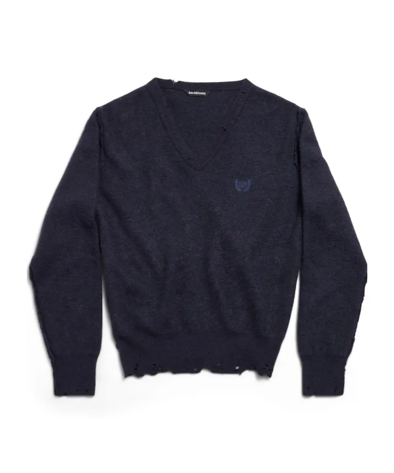 Laurel Classic V-Neck Destroyed Sweater