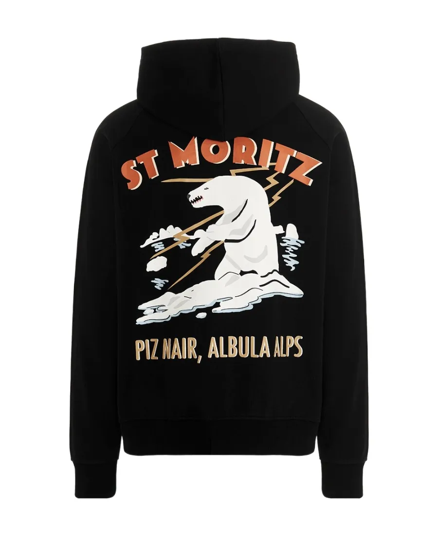 Motif Printed Drawstring Hoodie