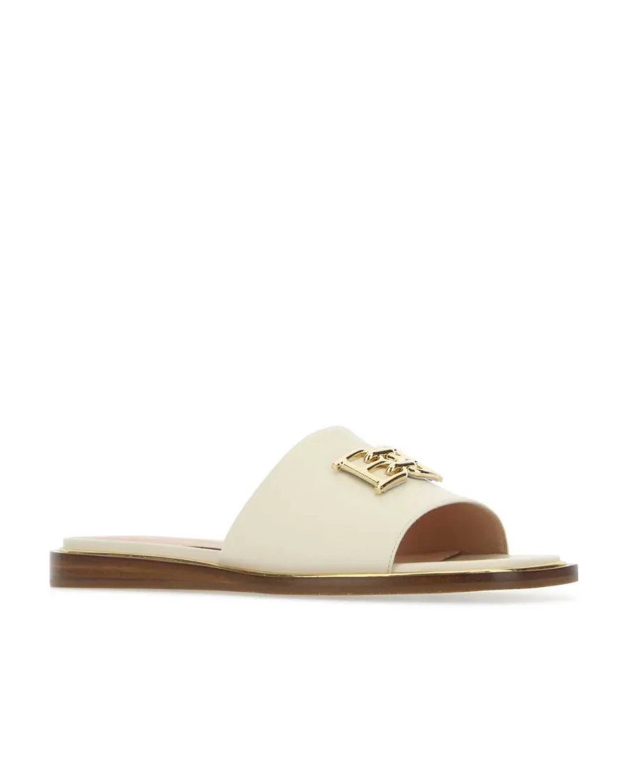 Logo-Plaque Leather Slippers
