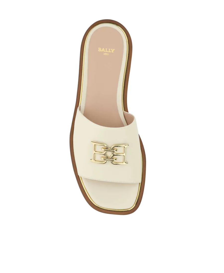 Logo-Plaque Leather Slippers