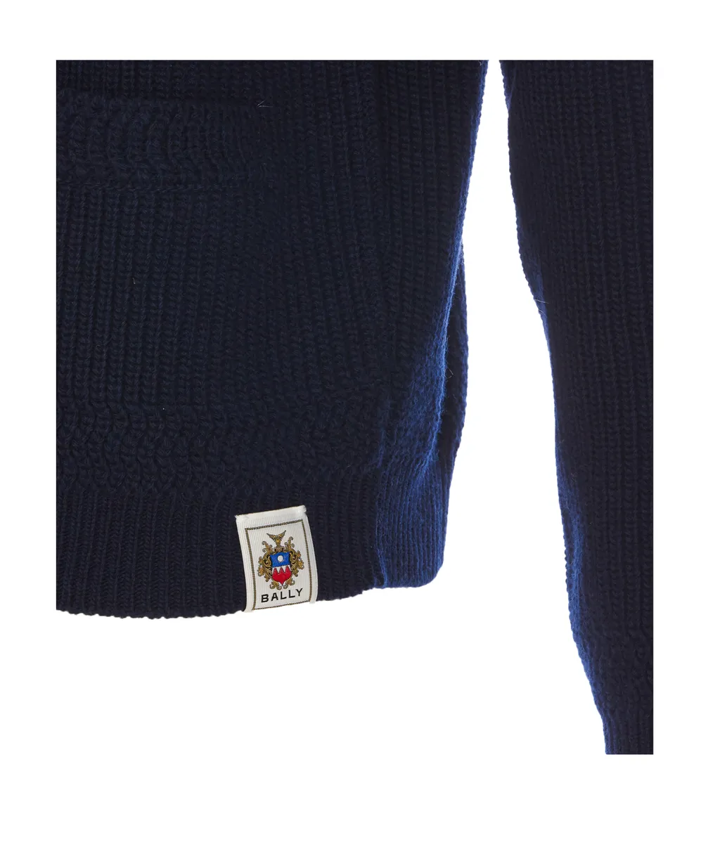 Logo Patch Striped Knitted Jacket