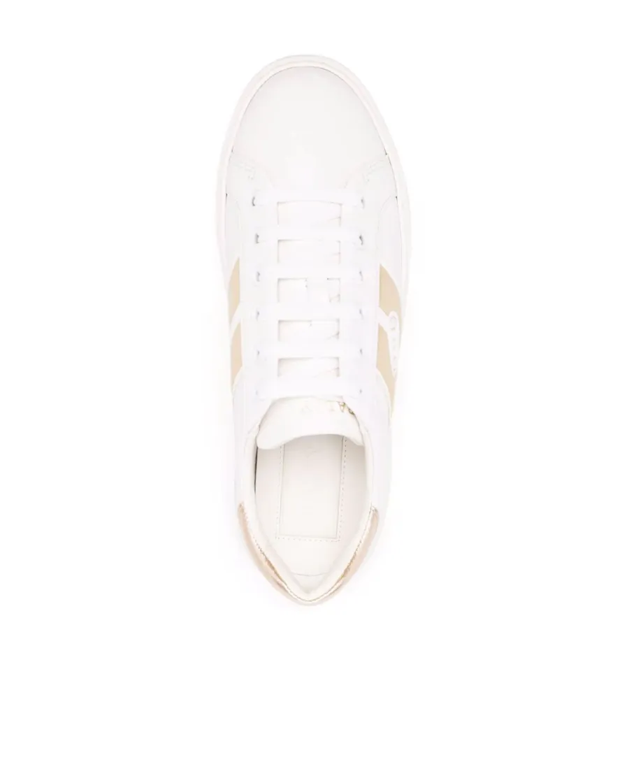 Logo-Stripe Leather Trainers