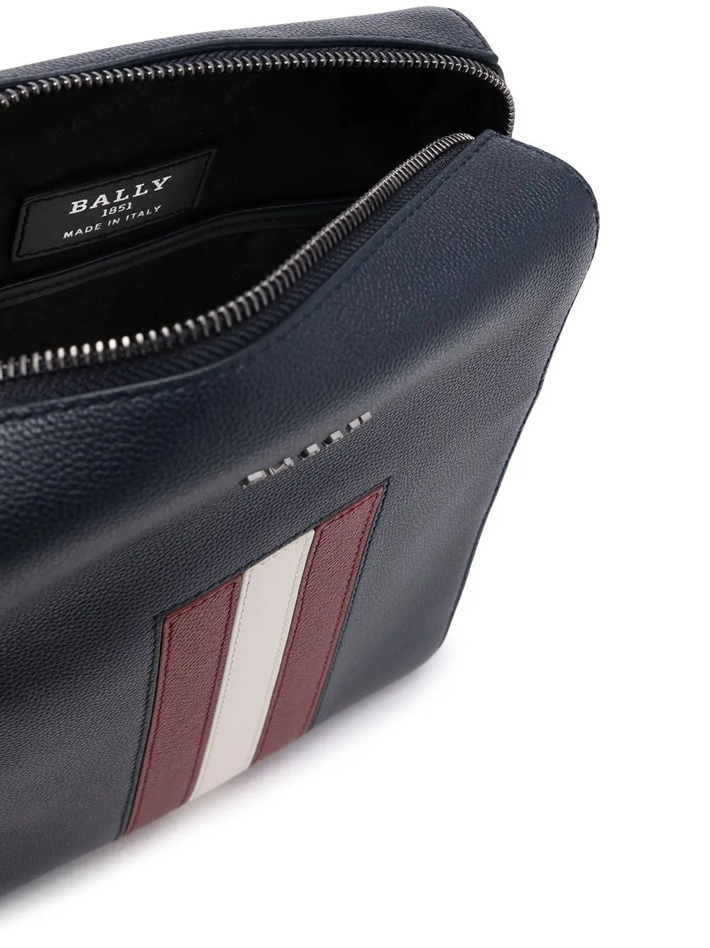 Striped Detail Lychee Crossbody Bag
