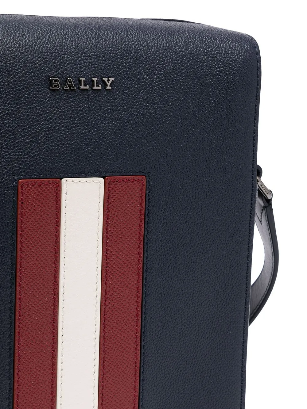 Striped Detail Lychee Crossbody Bag