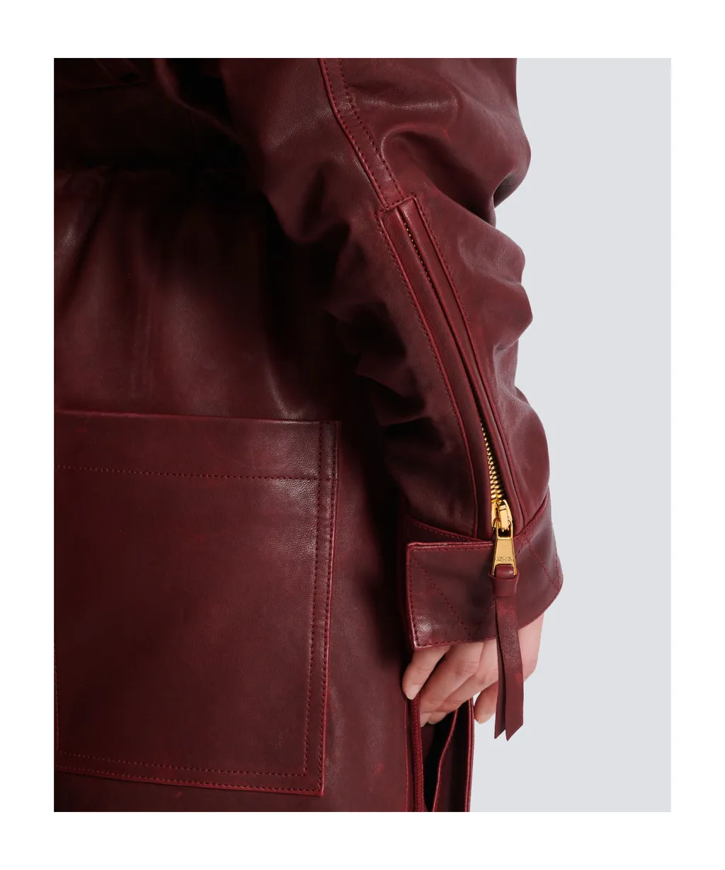 Leather Short Hooded Dress