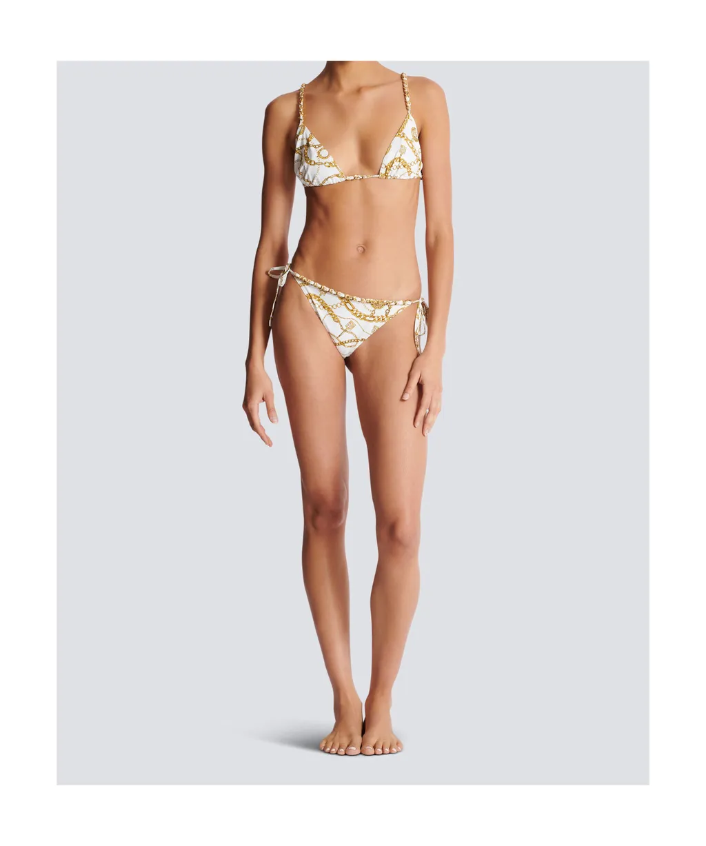 Two Piece Chain-Print Triangle Bikini Set