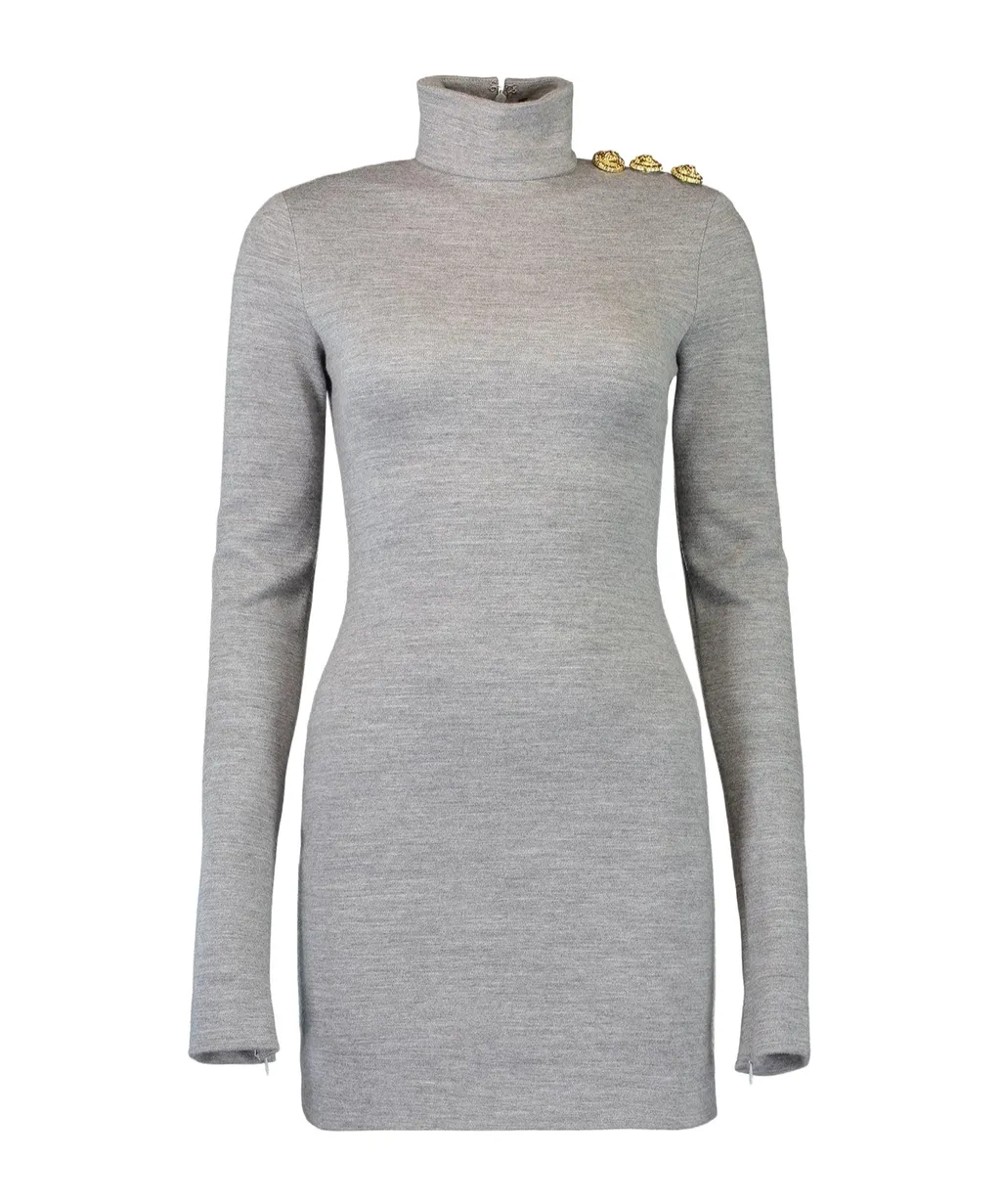 Turtleneck Long-Sleeve Dress