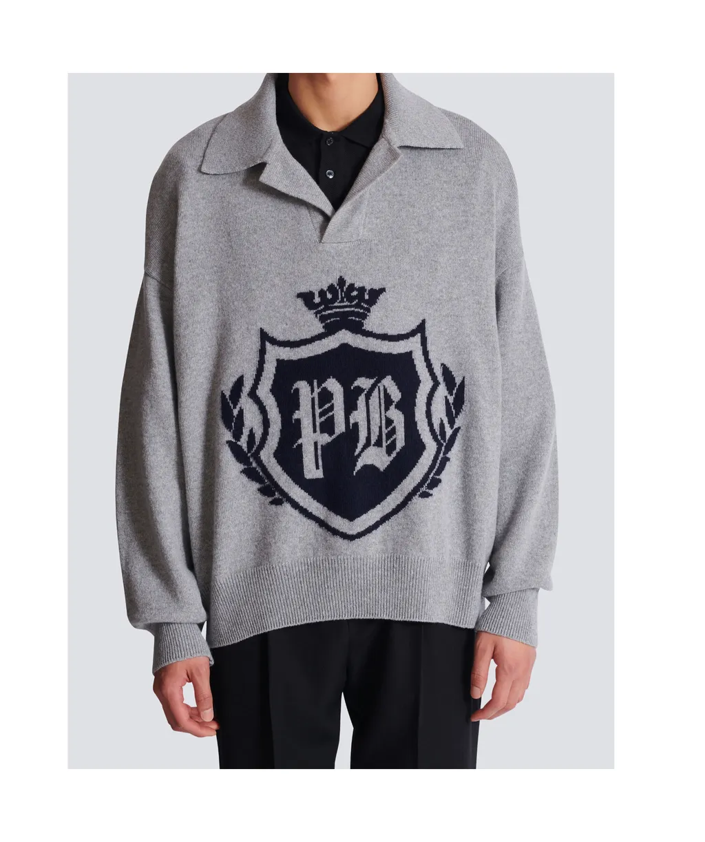 College Emblem Polo Sweater