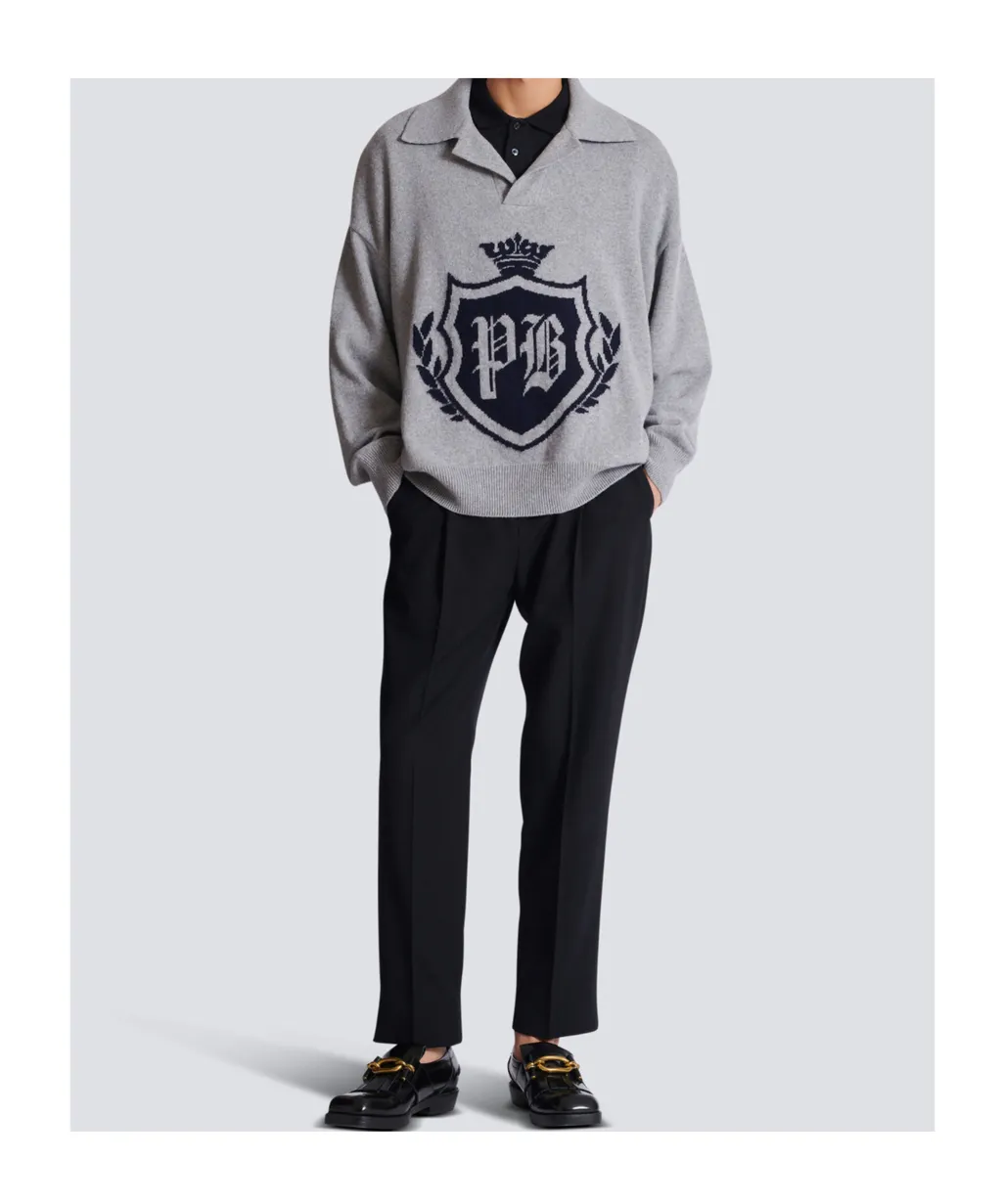 College Emblem Polo Sweater