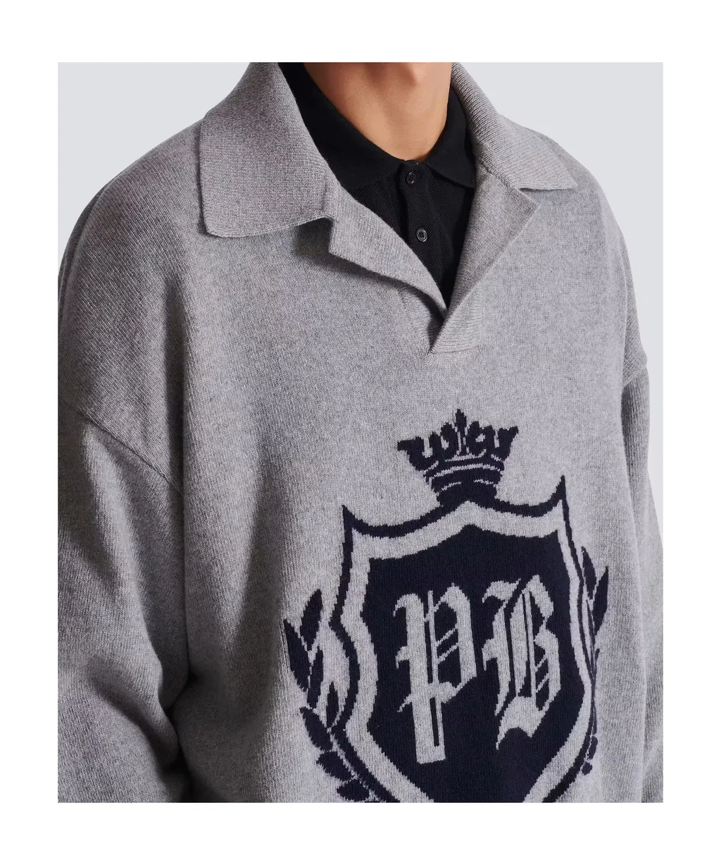 College Emblem Polo Sweater