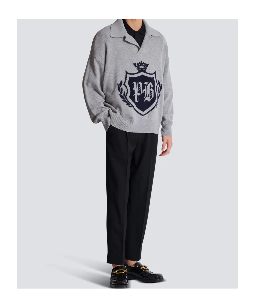 College Emblem Polo Sweater