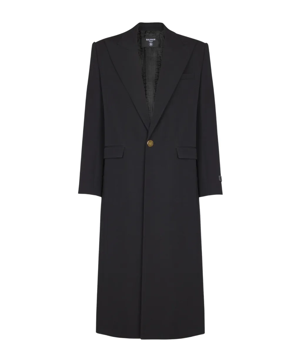 Long Grain De Poudre Wool Coat