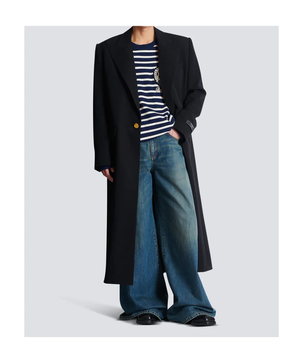 Long Grain De Poudre Wool Coat