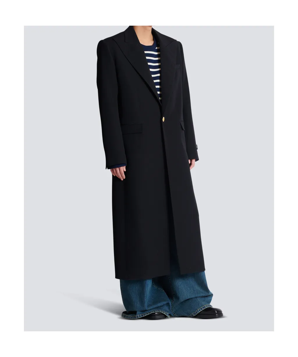 Long Grain De Poudre Wool Coat