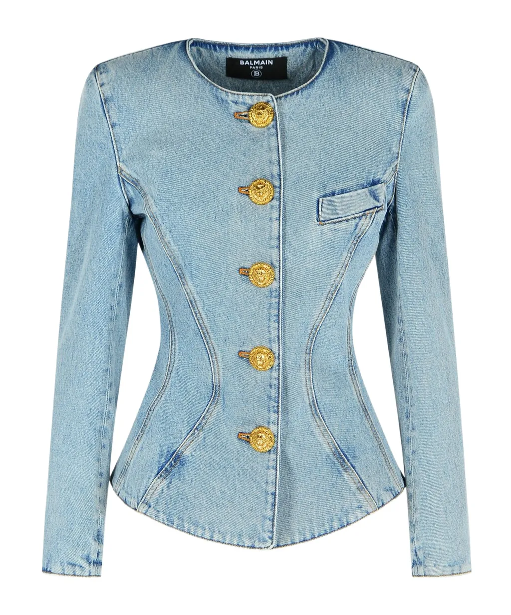 Padded Shoulder Cinched Waist Jacket