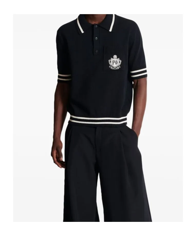 Emblem-Logo Knit Polo Shirt