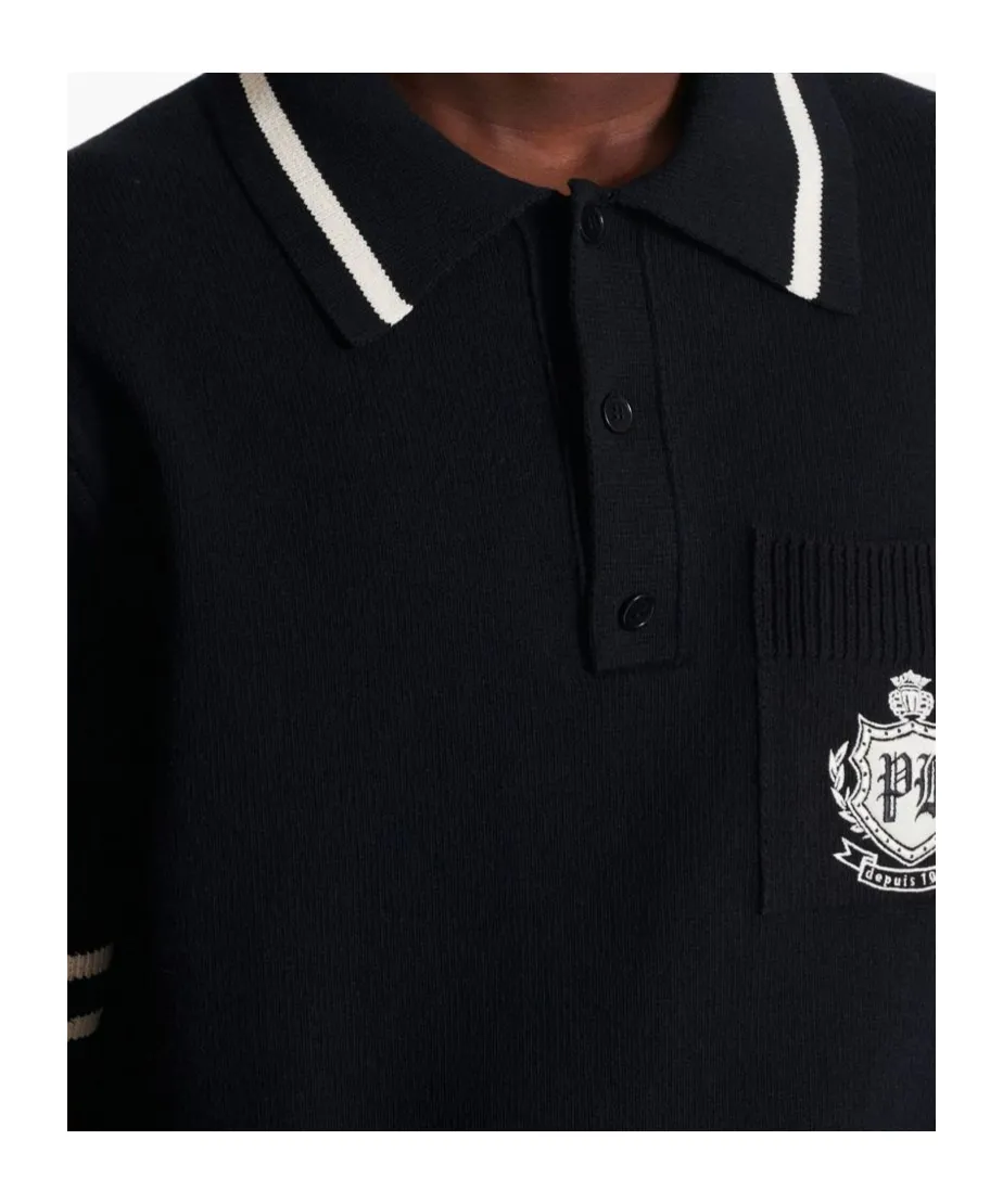Emblem-Logo Knit Polo Shirt
