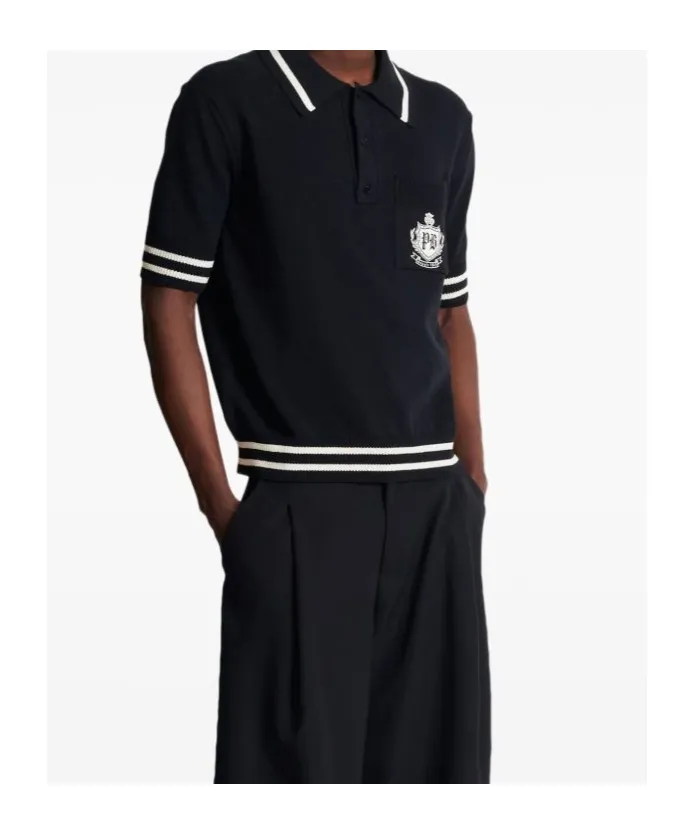 Emblem-Logo Knit Polo Shirt