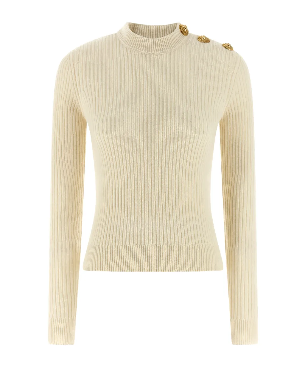 Button Embellished Knitted Pullover