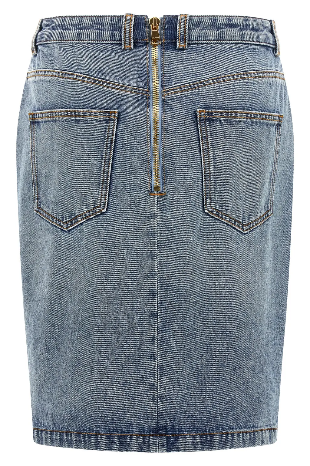 Button Embellished Denim Skirt