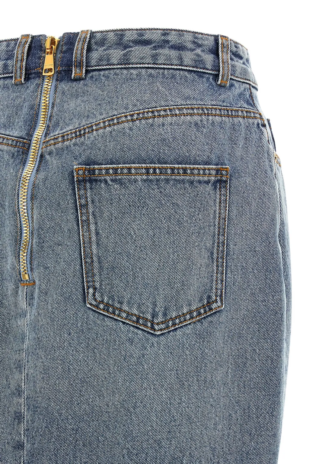 Button Embellished Denim Skirt