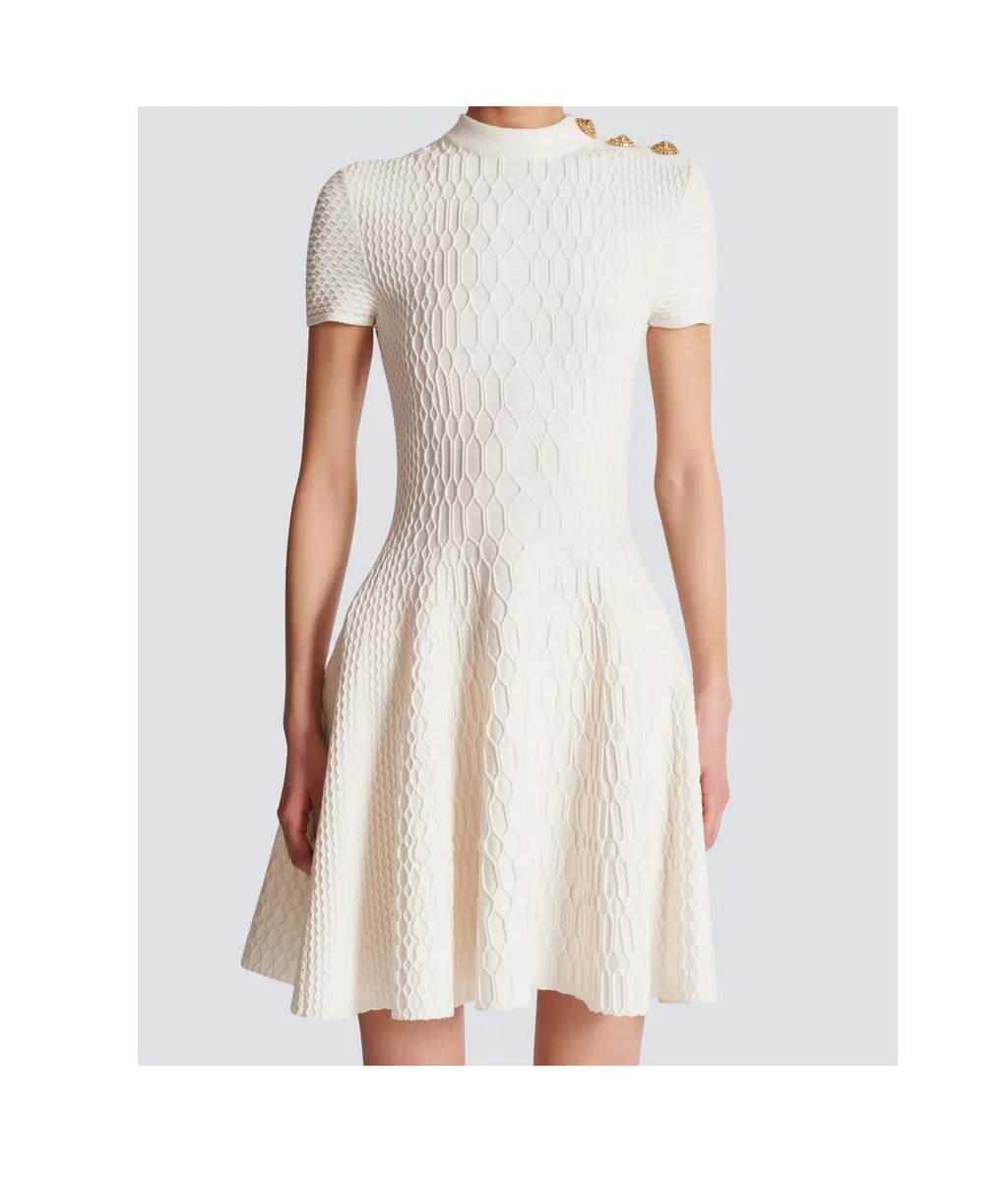 Flared Crocodile-Knit Dress