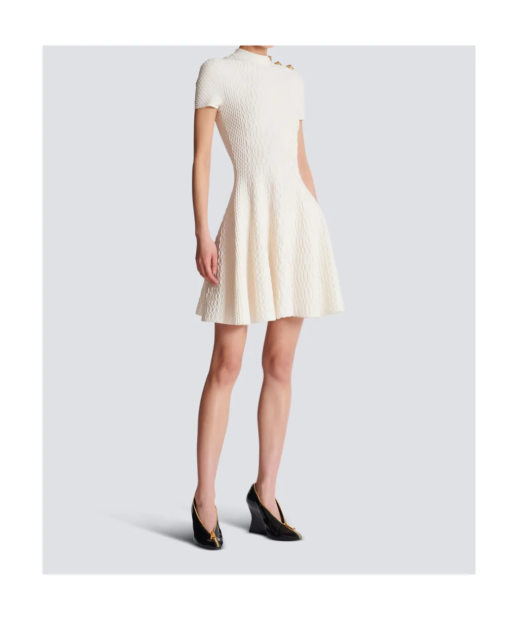 Flared Crocodile-Knit Dress
