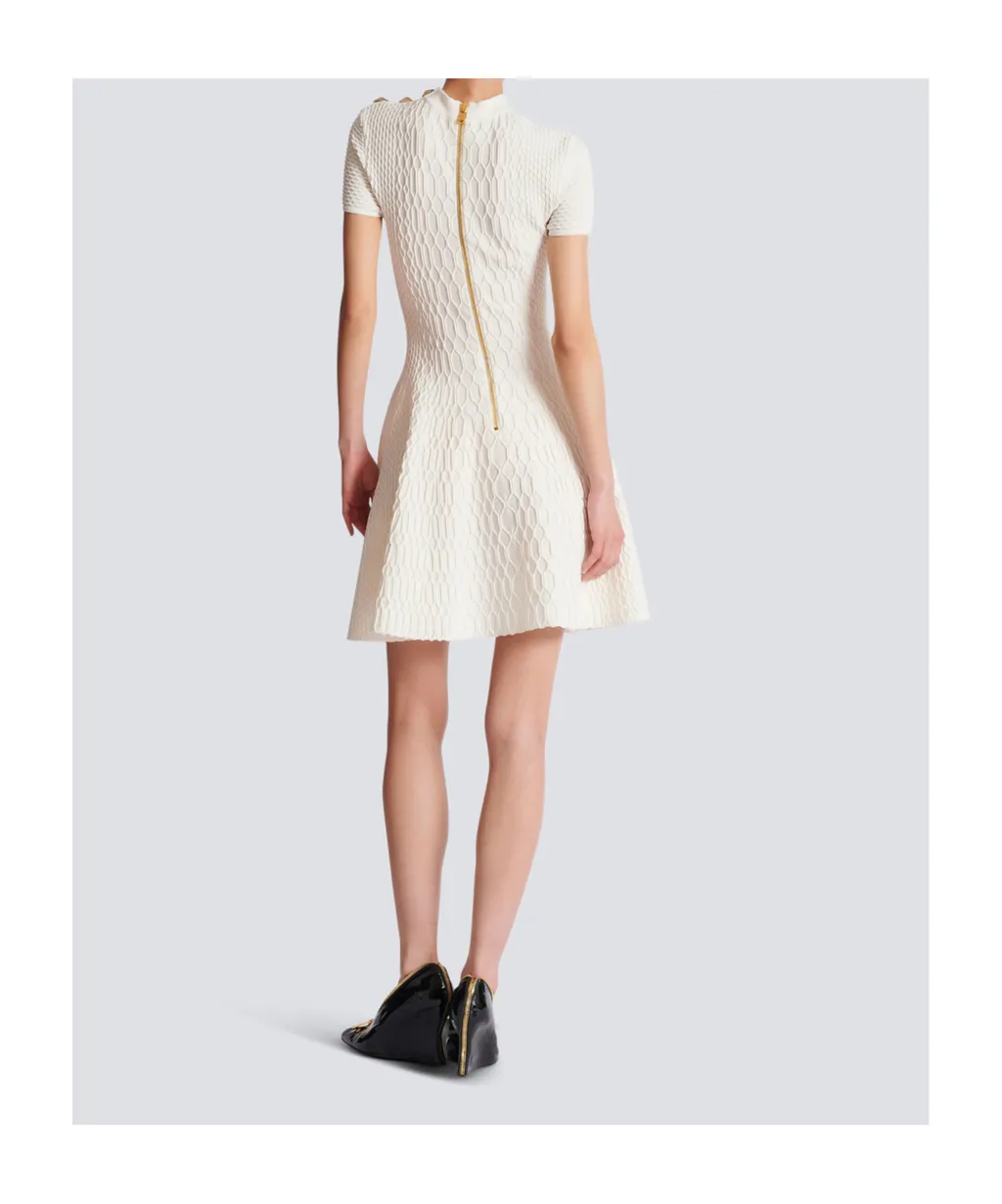 Flared Crocodile-Knit Dress