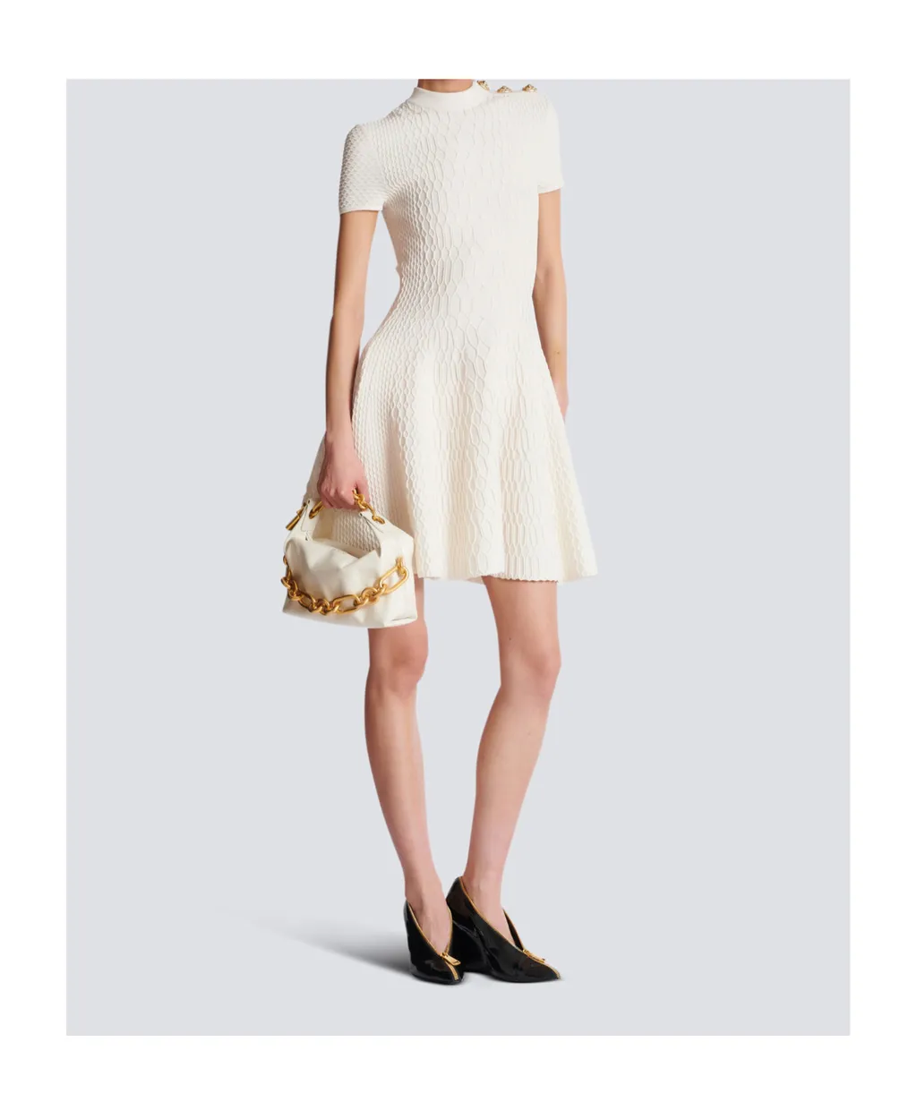 Flared Crocodile-Knit Dress