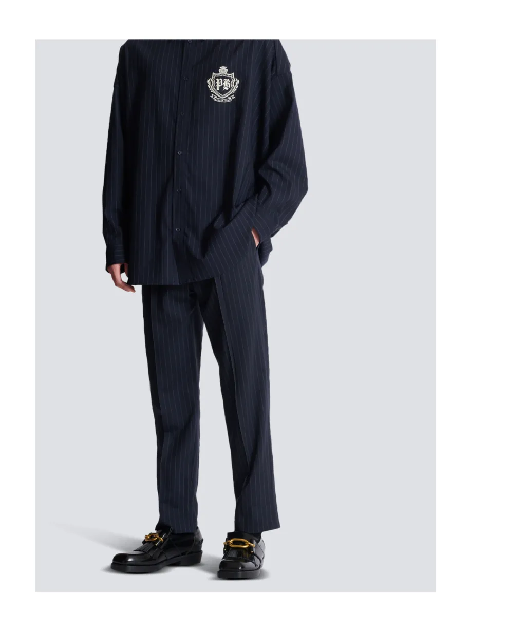 Striped Straight-Leg Trousers