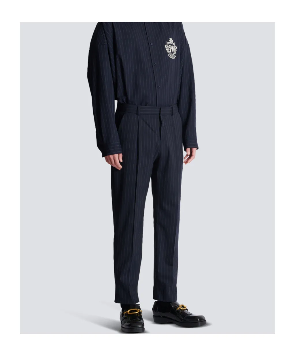 Striped Straight-Leg Trousers