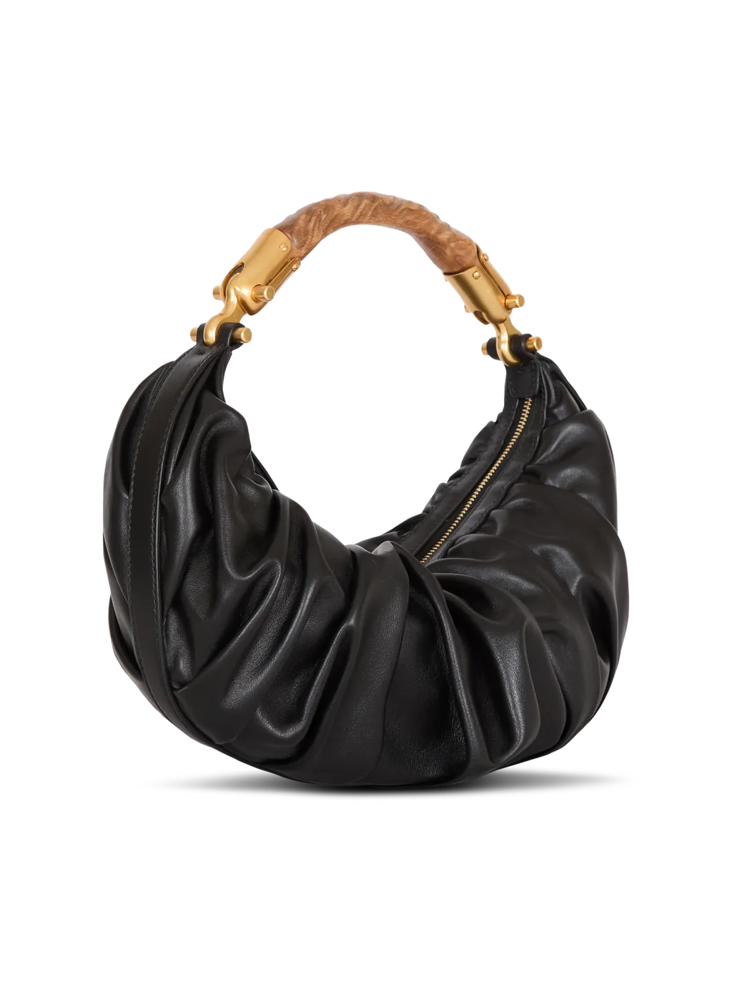 Medium Ebene Ruched Shoulder Bag